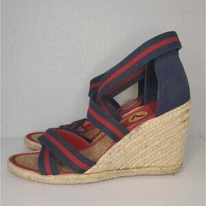 Ralph Lauren Red and Navy Wedges